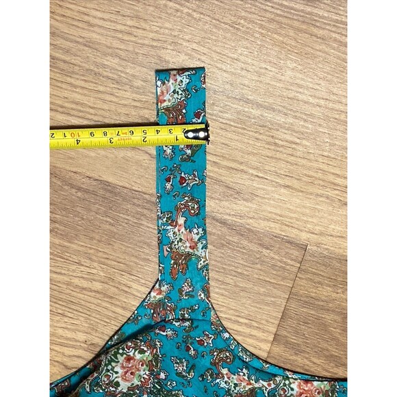 LANE BRYANT Size 24W Teal Pink Floral Tiered BOHO Tank Top Blouse Beaded Fairy - Picture 11 of 13
